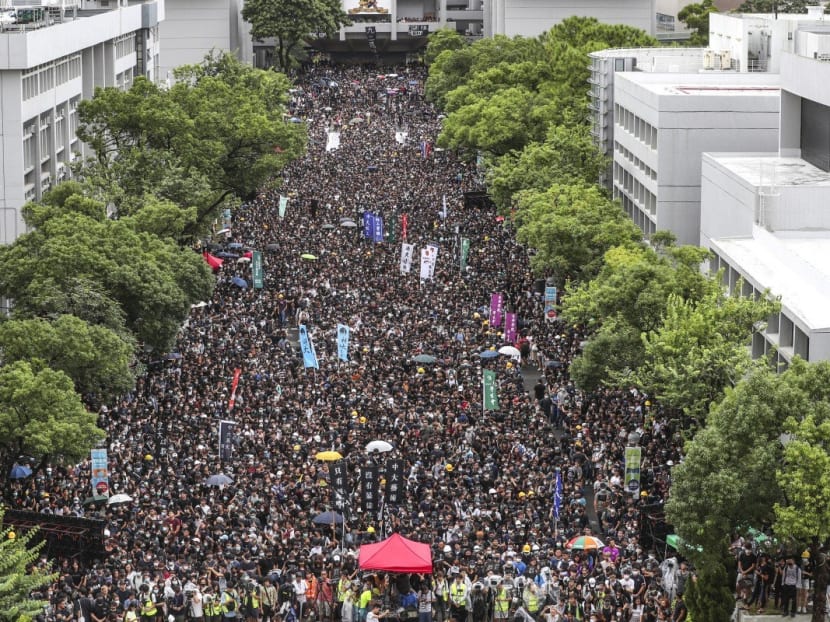 Thousands of students from across Hong Kong held a mass rally at the Chinese University on Monday, September 2, 2019.