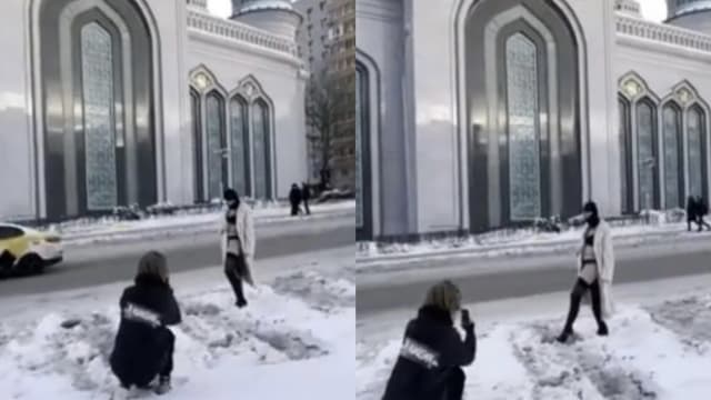 俄罗斯女子回教堂外拍性感写真 遭网民声讨