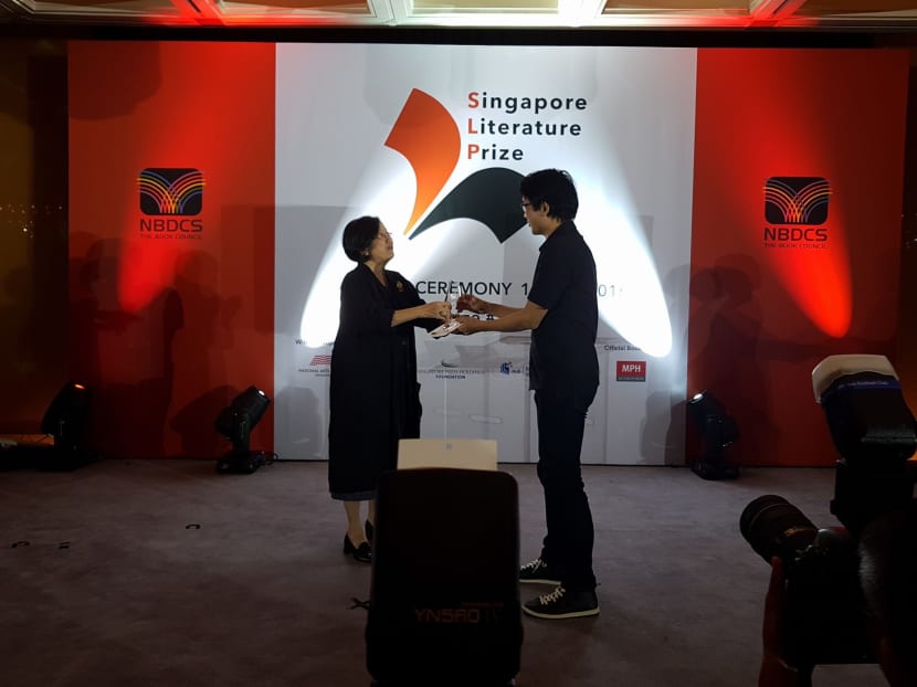 Sonny Liew receives the Singapore Literature Prize English Fiction for his graphic novel. Photo: Epigram Books