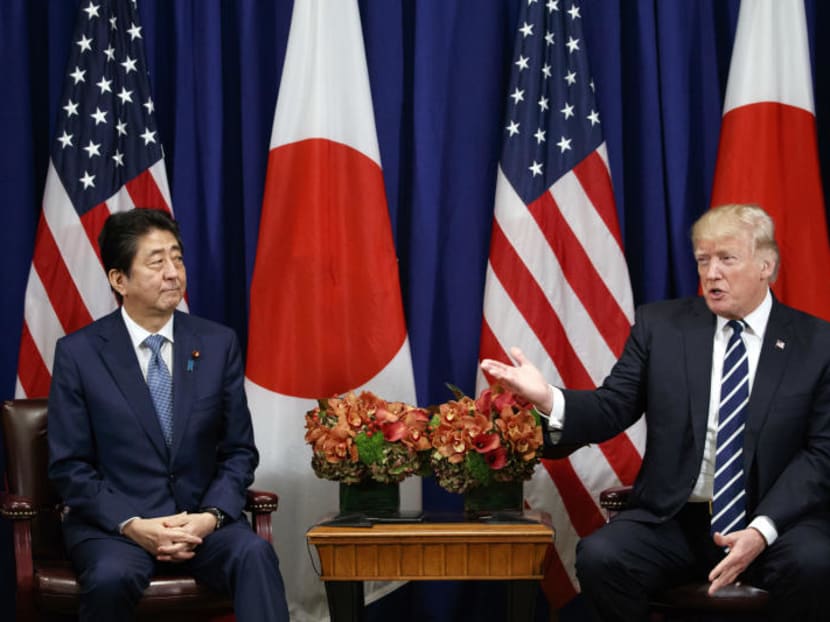Mr Abe and Mr Trump at their last meeting on the sidelines of the United Nations General Assembly in September. Photo: AP