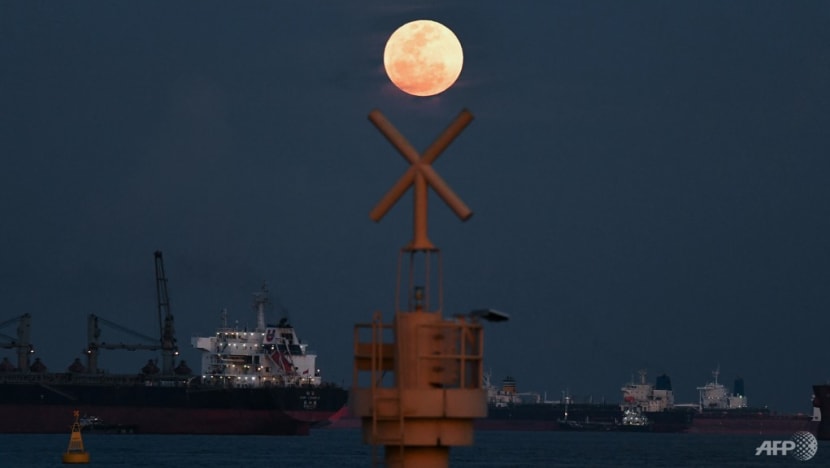 Rare 'strawberry supermoon' seen over Singapore