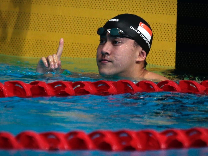 Quah Zheng Wen reacting after winning the 200m butterfly. Photo: Jason Quah/TODAY