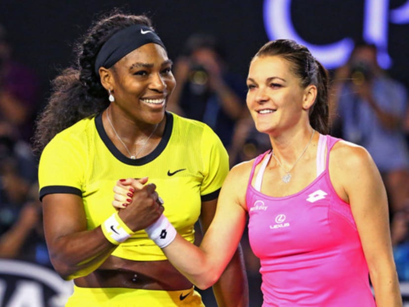 Agnieszka Radwanska (right) congratulating Serena Williams on winning their semi-final match at the Australian Open in January. She has faced Williams twice this year and lost both times. Photo: Getty Images