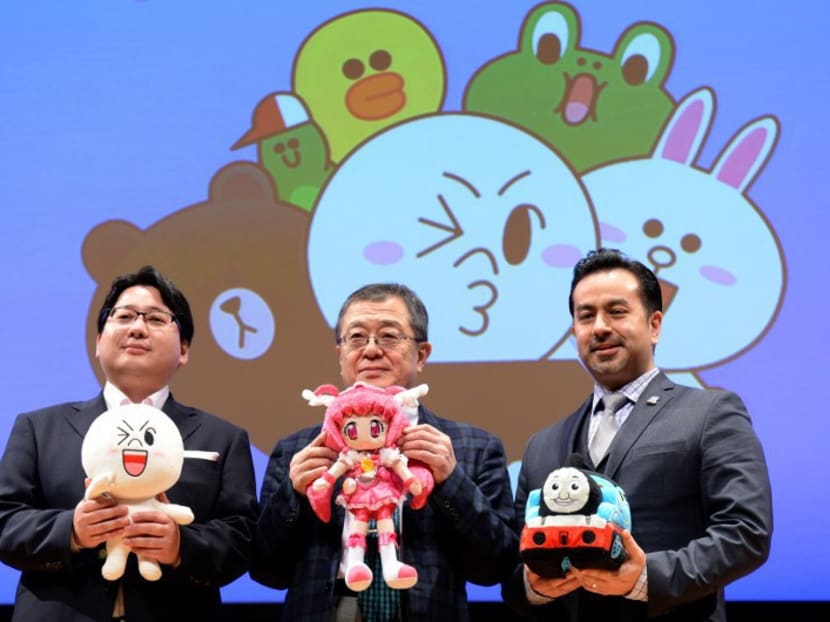 The launch of Line Kids Animation in Tokyo in 2014. Line's characters are popular with its users. Photo: AFP