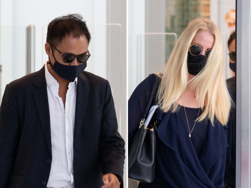 Mark Lau San Mao (left) and Amy Grace Ropner were each fined S$3,000, after videos of them partying with eight others on a yacht on Dec 26 last year circulated on social media.