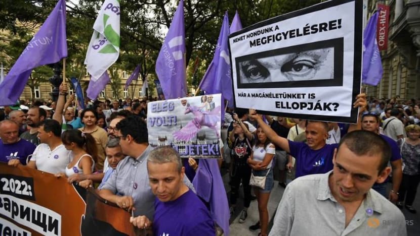 Hungarians protest against alleged illegal surveillance with Pegasus spyware Hungarians protest against alleged illegal surveillance with Pegasus spyware