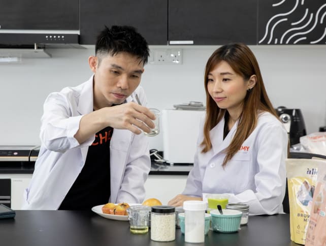 Alchemy Foodtech's co-founders Alan Phua and Verleen Goh in the company's food application laboratory.