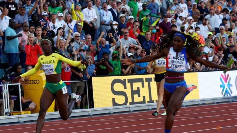 US women shock Jamaican superstars to win 4x100m relay US women shock Jamaican superstars to win 4x100m relay