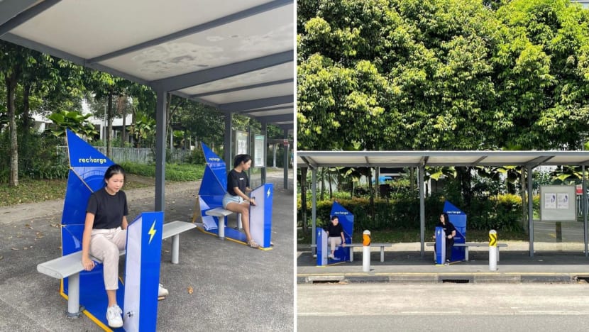 Bus stop in Boon Lay allows residents to exercise to charge their phones Bus stop in Boon Lay allows residents to exercise to charge their phones