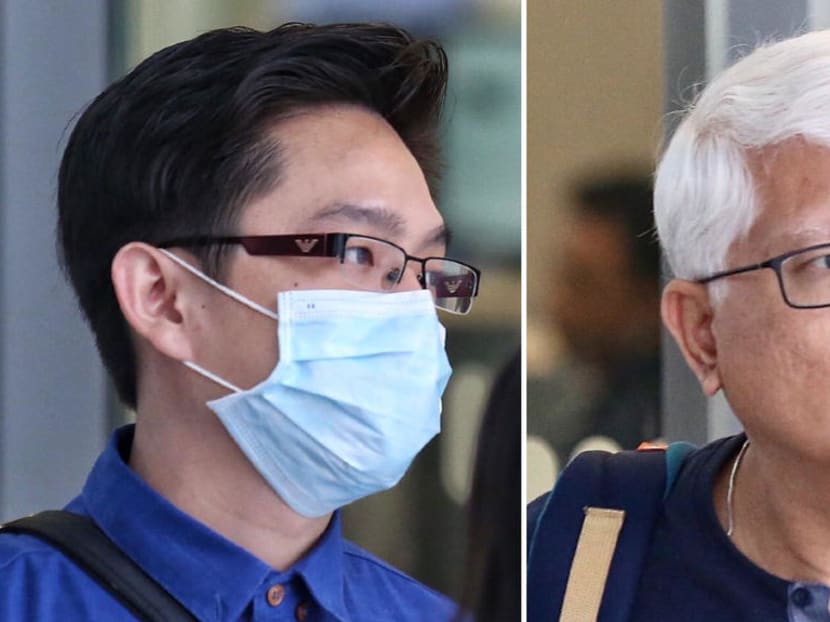 Ryan Xavier Tay Seet Choong (left) and his stepfather Lawrence Lim Peck Beng (right) are standing trial in a district court for allegedly causing grievous hurt to Shawn Ignatius Rodrigues.
