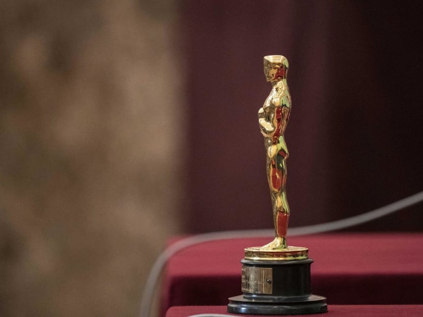The Oscar for Best International Feature Film for "Drive My Car" is pictured during a press conference at the Japan National Press Club in Tokyo on April 5, 2022.
The Oscar for Best International Feature Film for "Drive My Car" is pictured during a press conference at the Japan National Press Club in Tokyo on April 5, 2022.