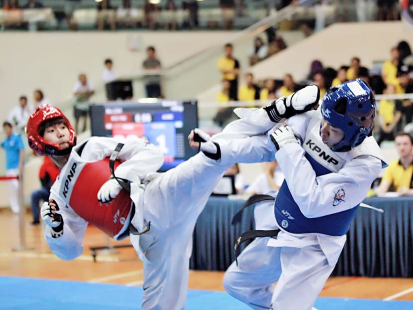 National athlete Ng Ming Wei (left) was embroiled in a controversy with the Singapore Taekwondo Federation after he spoke out about the challenges he faced with regards to training and funding in his bid for an Olympic spot.