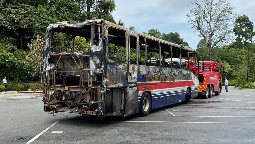 Passenger bus catches fire near Singapore Botanic Gardens Passenger bus catches fire near Singapore Botanic Gardens