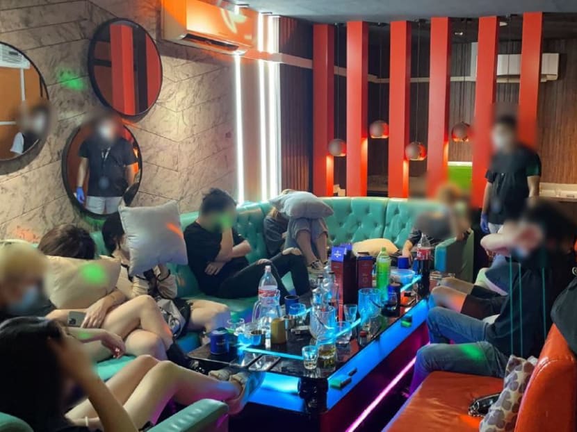 An unlicensed public entertainment outlet along Geylang Lorong 13. An unlicensed public entertainment outlet along Geylang Lorong 13.