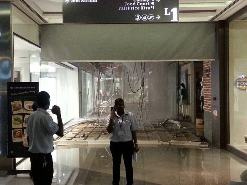 Ceiling at JEM shopping mall collapses