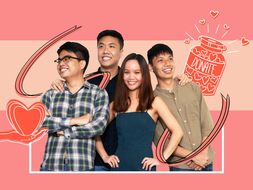 From left: Gift for Good members Tan Jin Ying, 26; Marcus Koh, 25; Wong Jing Wen, 23; and Yeo Qin-Liang, 23.