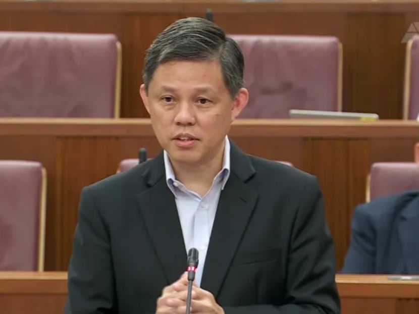 Minister-in-charge of the public service Chan Chun Sing speaking in parliament on Nov 28.