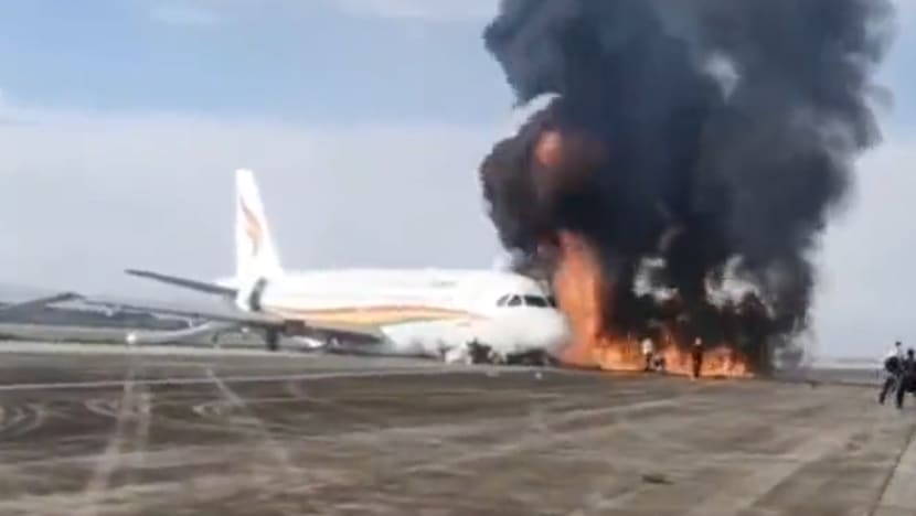 Tibet Airlines plane aborts take-off, catches fire, causing minor injuries