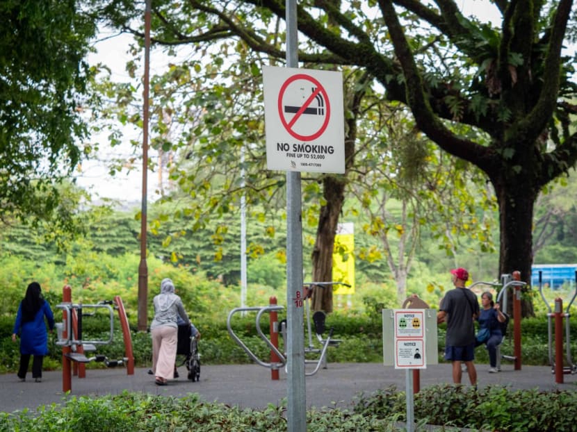 A no-smoking sign at Sun Plaza Park in Tampines.