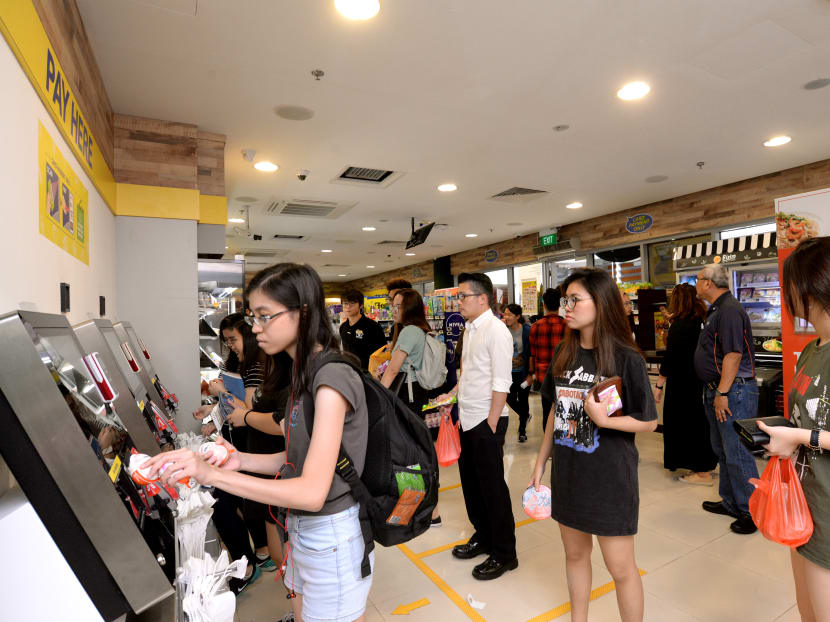 Cheer's first unmanned and cashless convenience store at Nanyang Polytechnic. TODAY file photo Cheer's first unmanned and cashless convenience store at Nanyang Polytechnic. TODAY file photo