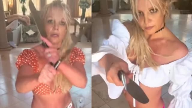 Britney Spears挥菜刀热舞　吓坏网民急报警！