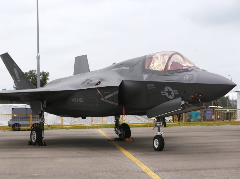 An F-35 fighter jet on display at the static display of the Singapore Airshow on Feb 7, 2018.