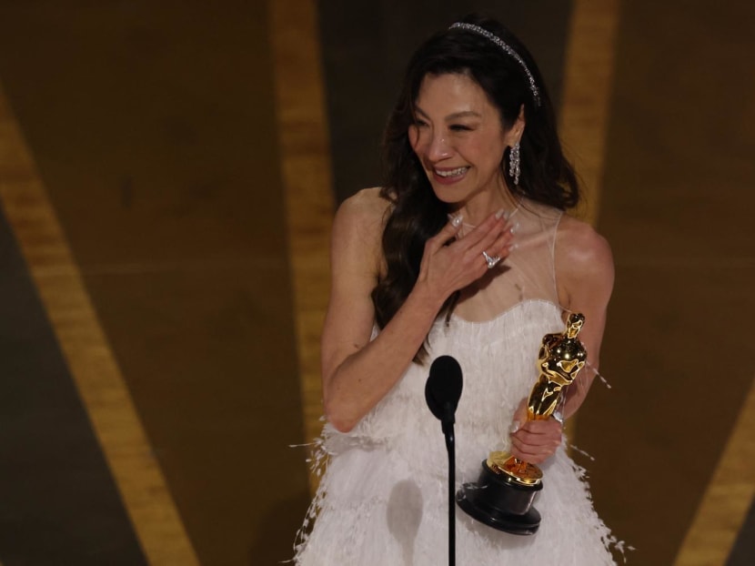 Michelle Yeoh wins the Oscar for Best Actress for "Everything Everywhere All at Once" during the Oscars show at the 95th Academy Awards in Hollywood, Los Angeles, California, U.S., March 12, 2023.