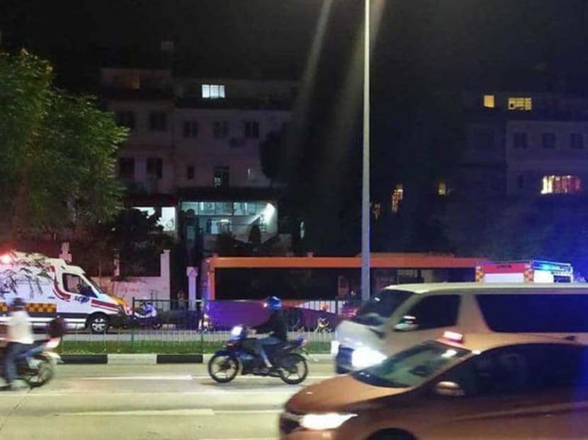 The scene of an accident on March 19, 2021, after a collision between cyclist German Jr Miranda Gonzales and an SBS Transit bus on Loyang Avenue.