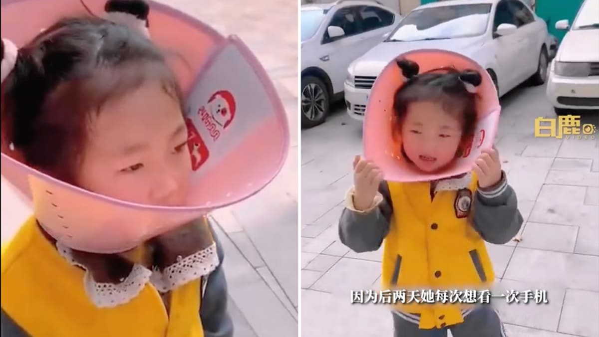 #trending: Ingenious or humiliating? Man’s use of dog cone to curb granddaughter's screen time sparks debate in China