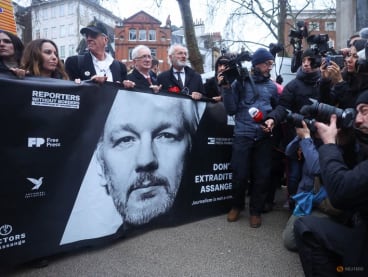 Stella Assange, the wife of WikiLeaks founder Julian Assange along with supporters Julian Assange, begin a protest march from the High Court to Downing Street, on the day Assange appeals against his extradition to the United States, in London, Britain, on Feb 21, 2024.