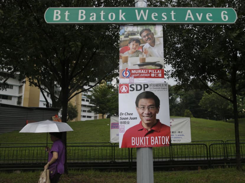 Campaign posters for the Bukit Batok by-election. TODAY file photo.