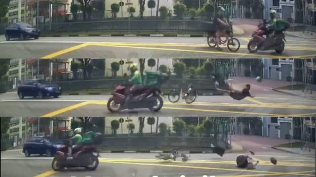 摩托车和电动脚踏车骑士相撞重摔 双双送院