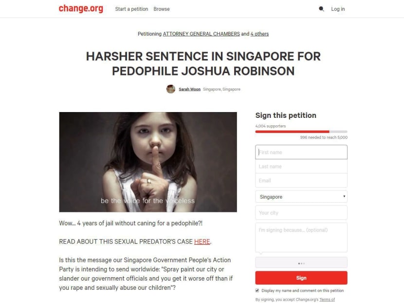 A screengrab from the Change.org petition.