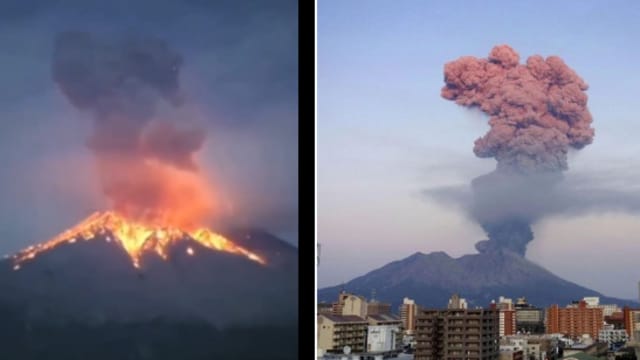 日本樱岛昭和火山时隔五年首次喷发