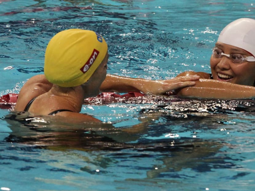 Singaporean swimmer Tao Li (white cap). TODAY file photo