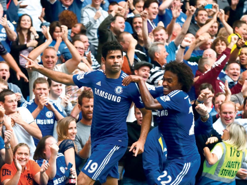 Chelsea’s Diego Costa (left) and Willian received yellow cards for dives last weekend and the incidents have brought the topic of diving to the fore. Photo: Reuters