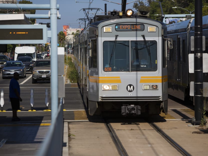 A train car on the Expo Line exten­sion in Los Angel­es, July 8, 2016. Photo: NYT