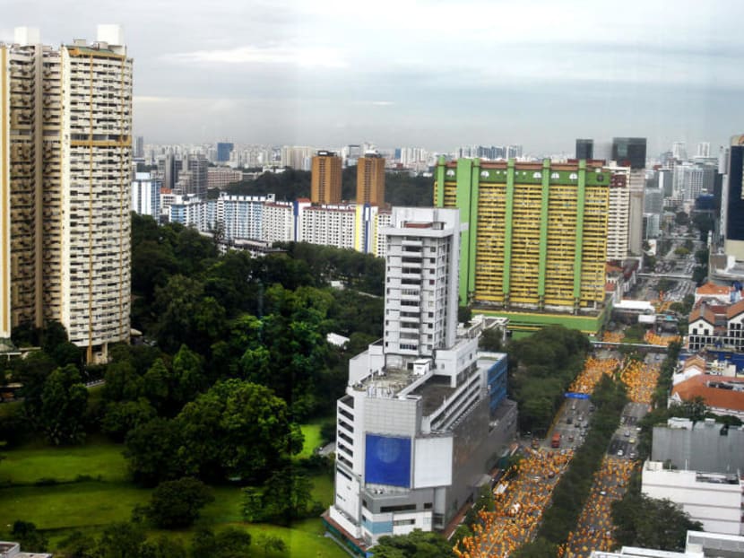Aerial view of Pearl Bank Apartments, Pearl Centre, People Park Complex. Photo: Ernest Chua