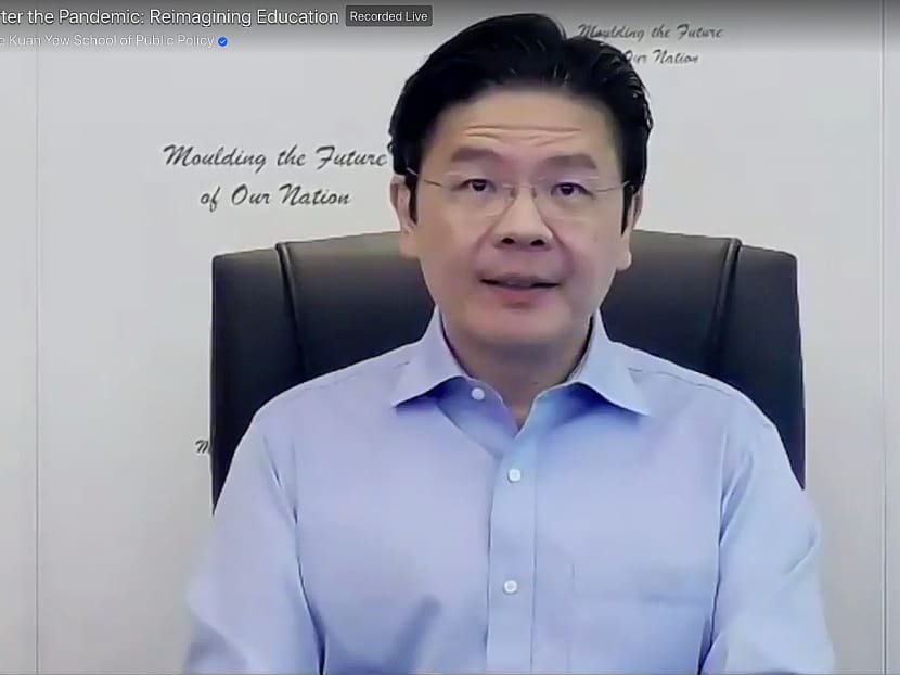 Education Minister Lawrence Wong speaking during a Facebook Live session titled After the Pandemic: Reimagining Education, which is part of the Lee Kuan Yew School of Public Policy’s Asia Thinker Series.