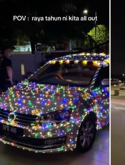 Ms Nur Aliah from Kuala Lumpur, Malaysia, strung festive lights all over her car in anticipation of Hari Raya Puasa. A video of her driving the lit-up car on the road went viral on TikTok, garnering 1.2 million views.