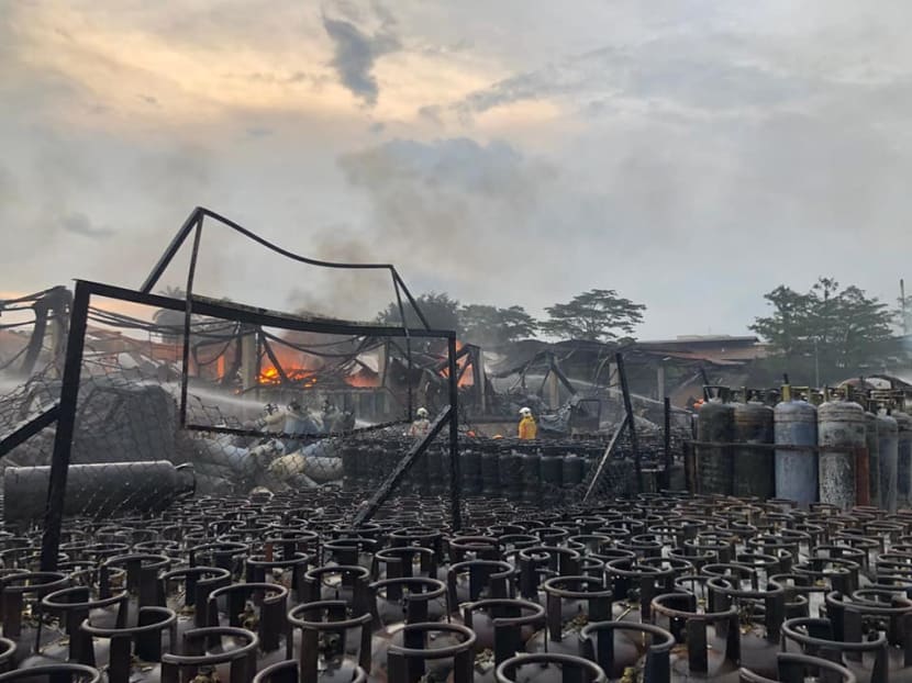 The massive fire broke out on June 21, 2019, involving hundreds of LPG cylinders. The massive fire broke out on June 21, 2019, involving hundreds of LPG cylinders.