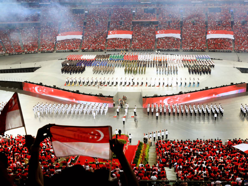 Massive Singapore National Flag seen during the National Day Parade 2016 at the National Stadium, Singapore Sports Hub on Aug 9, 2016. Photo: Koh Mui Fong/TODAY