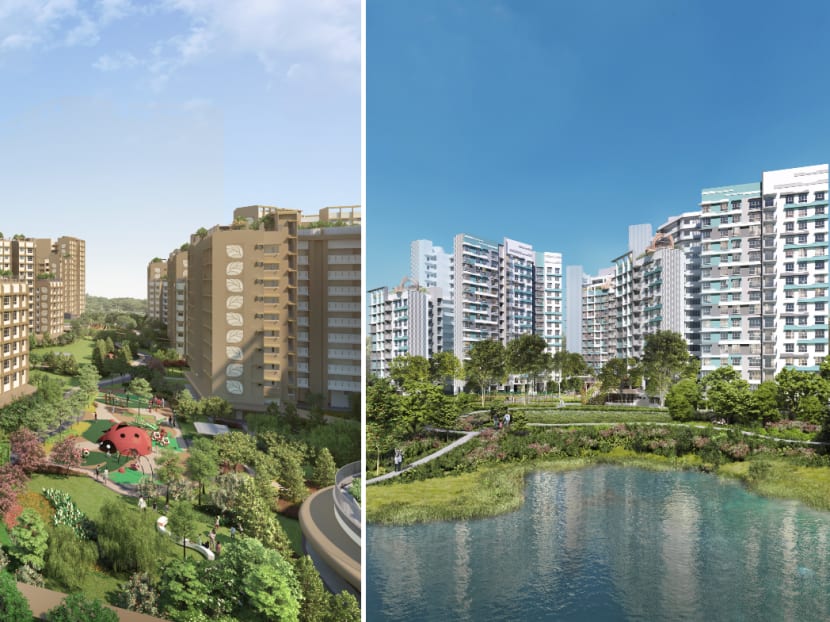 Garden Terrace @ Tengah (left) and ParkView @ Bidadari (right), two of the seven projects launched under the November 2020 Build-To-Order exercise.