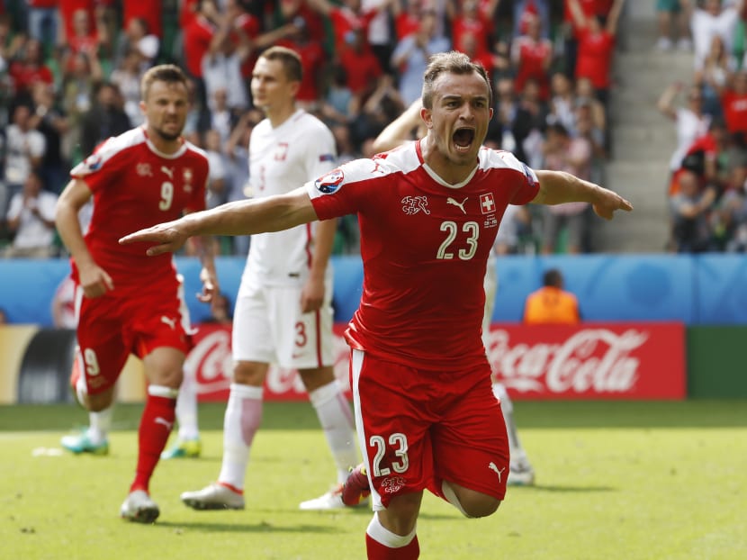Switzerland's Xherdan Shaqiri celebrates after scoring against Poland at Euro 2016. Photo: Reuters