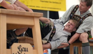 German men with the strongest fingers compete in Bavaria's 'Fingerhakeln' wrestling championship