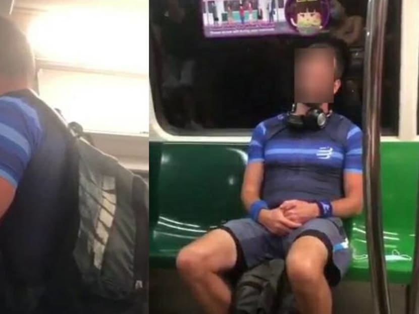 A video circulating on social media shows the man without a mask on a train on the East-West Line.