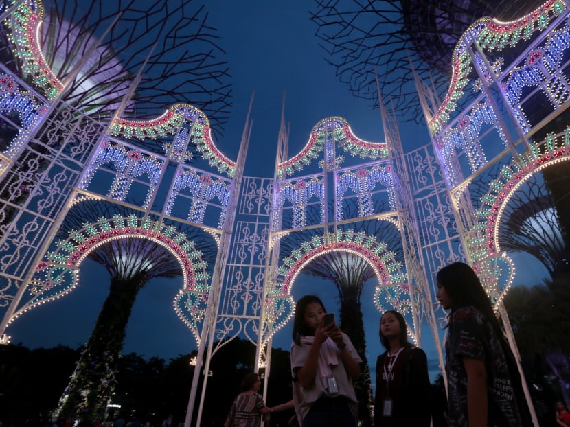 The Spalliera Castel del Monte luminaire, part of  the "Christmas Wonderland 2016" event at Gardens by the Bay, pictured on Oct 27, 2016. Photo: Jason Quah/TODAY