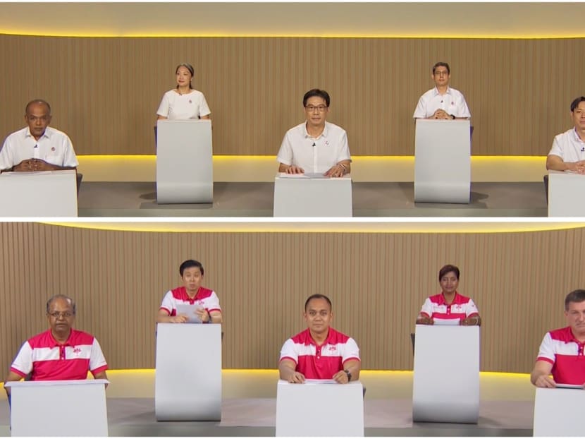 Candidates from the People’s Action Party (top) and the Progress Singapore Party (bottom) are contesting for five seats in Nee Soon Group Representation Constituency.