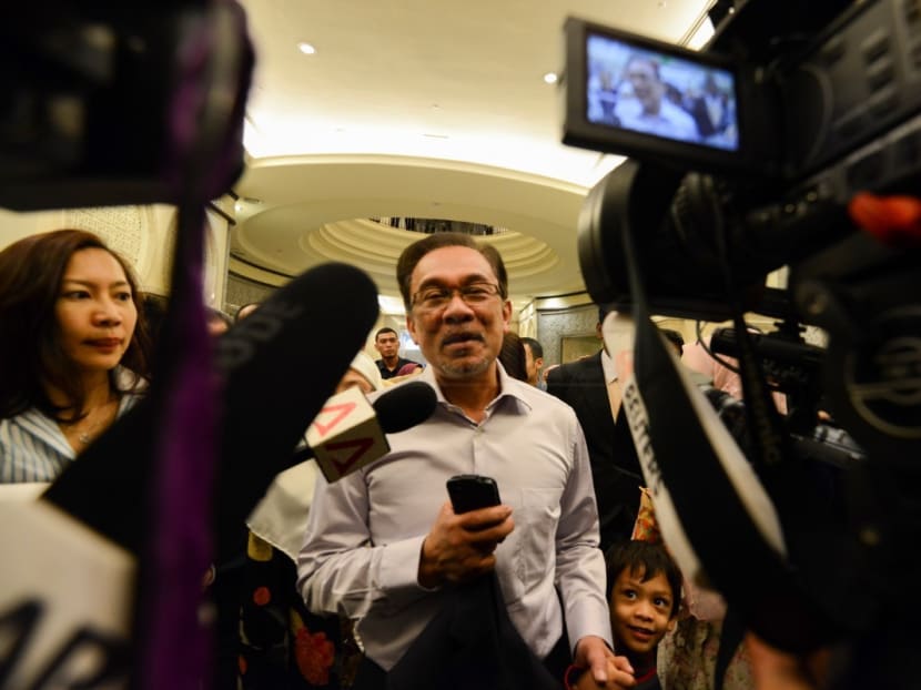 Anwar Ibrahim speaking to the media on February 10, when the Federal Court upheld the guilty ruling by the Court of Appeal last year . Photo: The Malaysian Insider