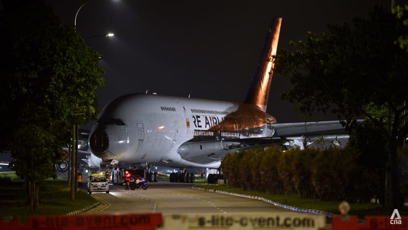 Two Singapore Airlines A380s towed along public road to be scrapped at Changi Exhibition Centre